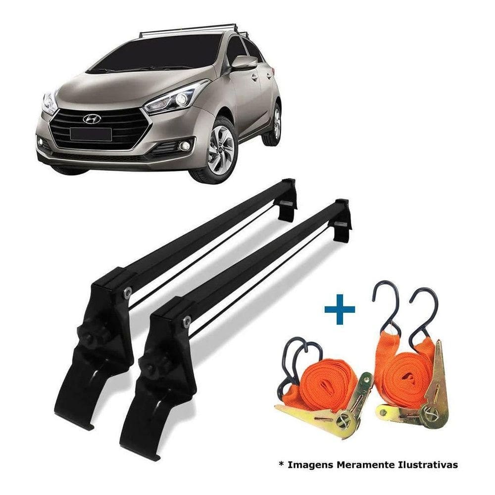 Rack Teto + 2 Cintas Hb20 2012 A 2019 Hatch E Sedan