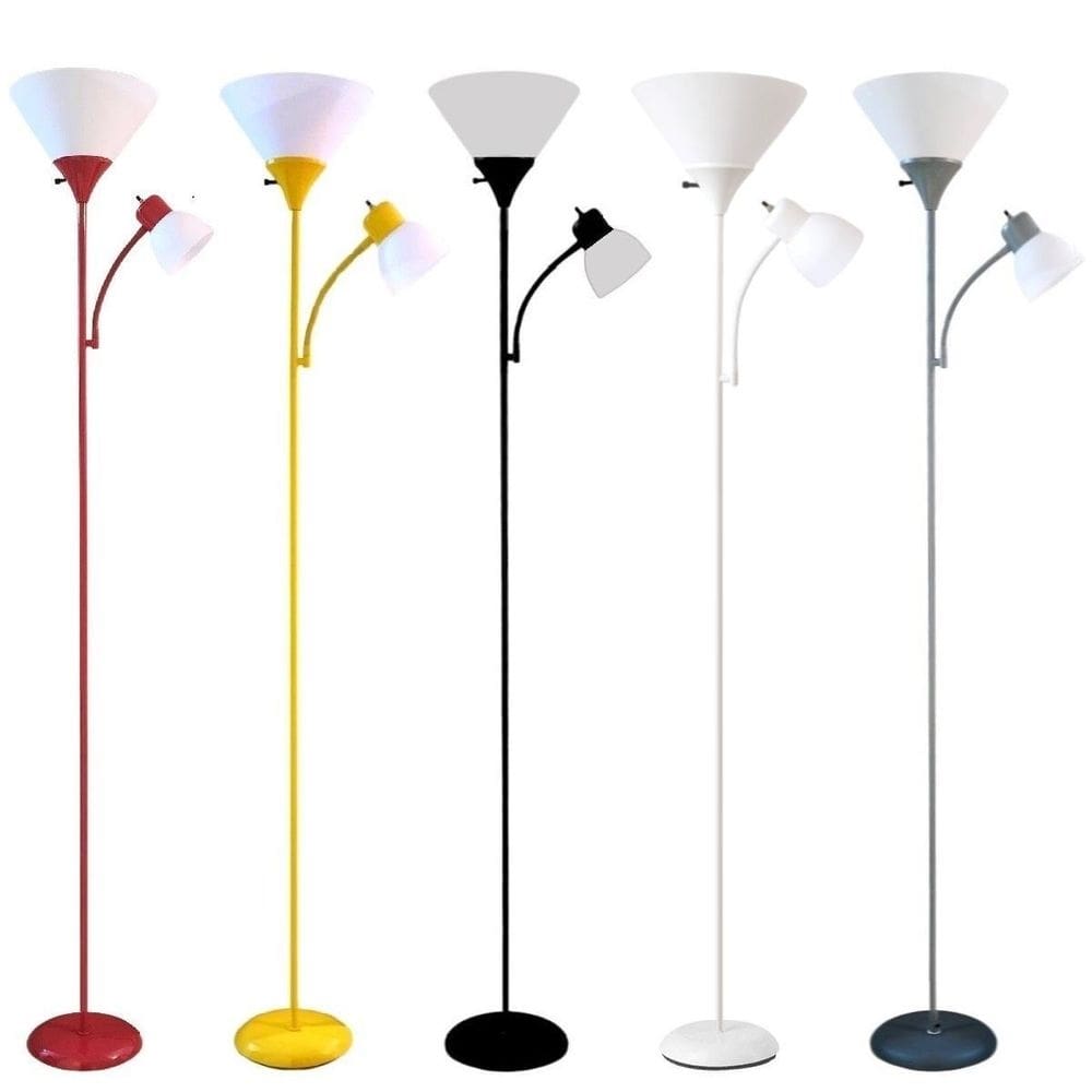 Luminária chão 1,80m articulada dupla duas lâmpadas pedestal