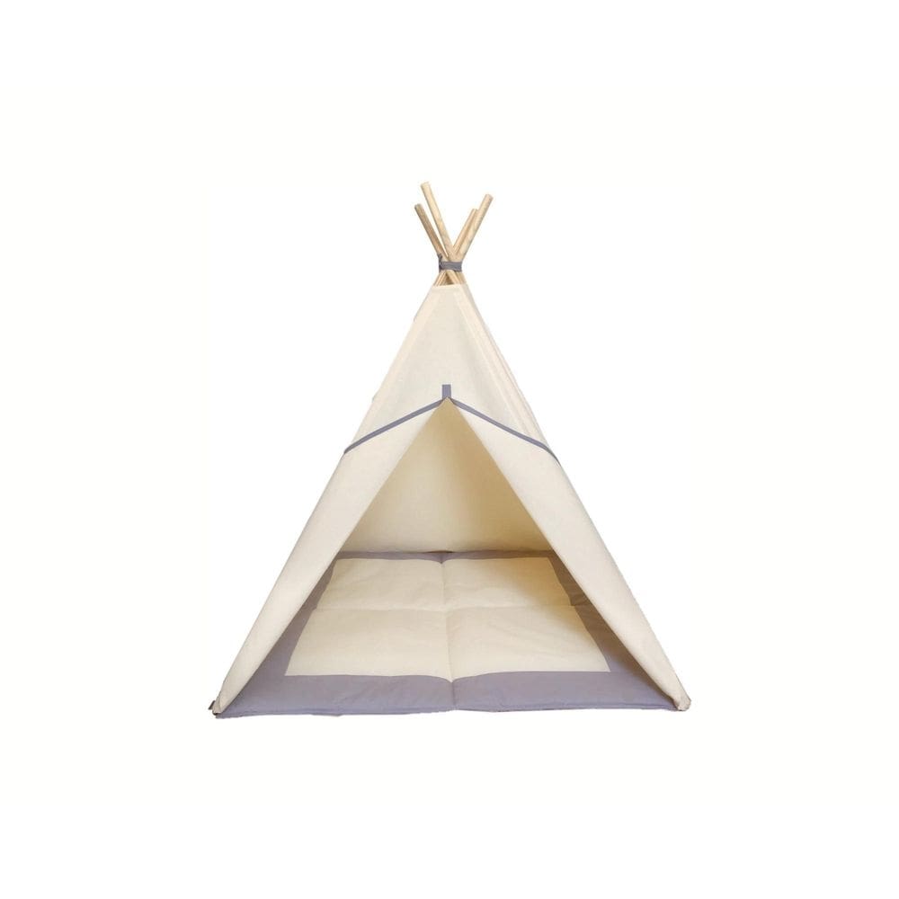 Tenda cabana infantil + tapete acolchoado cinza 135x110x110