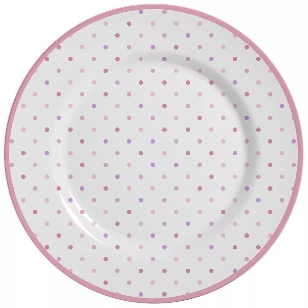 Jogo de pratos raso poa rosa 6 peças alleanza ceramica 1lin