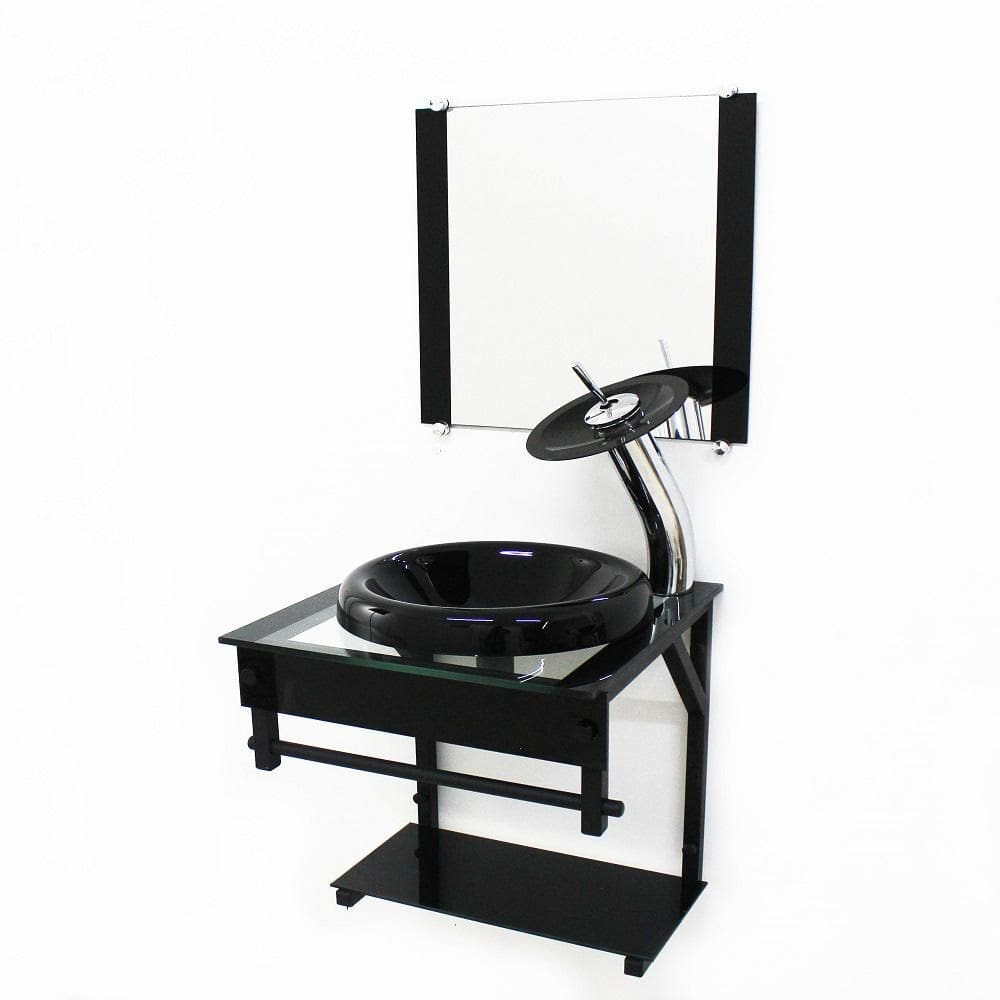 Gabinete de vidro 40cm apx com cuba chapeu preto