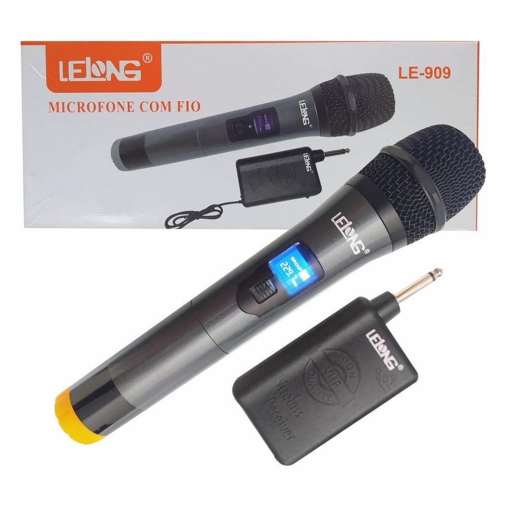 Microfone profissional sem fio, wireless - lelong le-909