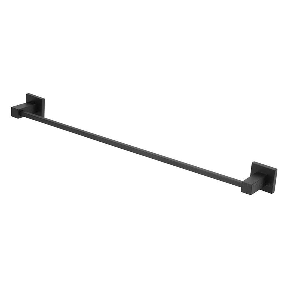 Porta toalha barra quadrado preto black metal inox banheiro