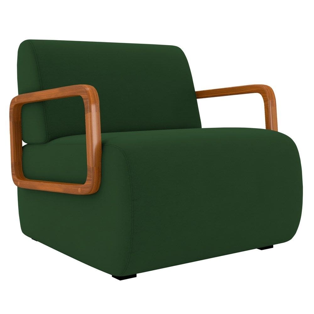 Poltrona Decorativa Orgânica para Sala Belarus K04 Veludo Verde Musgo - Mpozenato