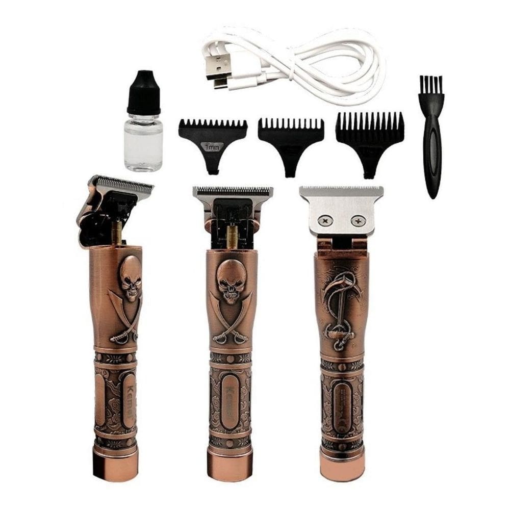 Máquina cortar aparar cabelo barba kemei km 9370 acabamento