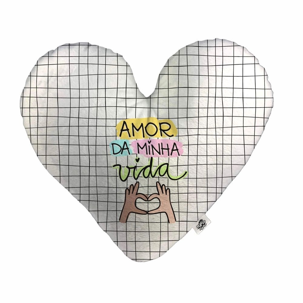Almofada Coração Pelúcia Amor da Minha Vida Namorados Tamanho:P