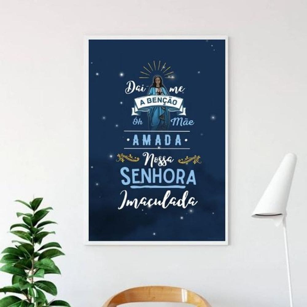Quadro Nossa Senhora Imaculada - Benção 45X34Cm - Com Vidro