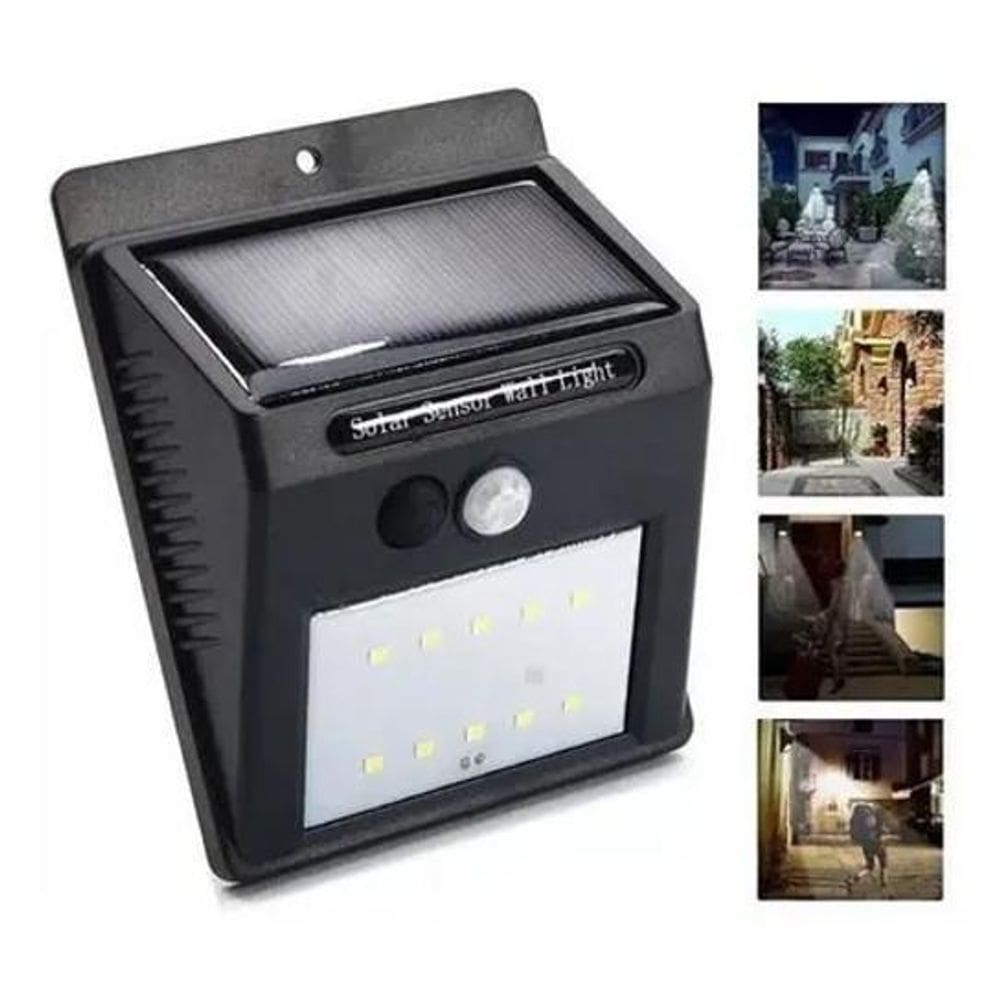 Luminária Parede Energia Solar Sensor Movimento Presença 20