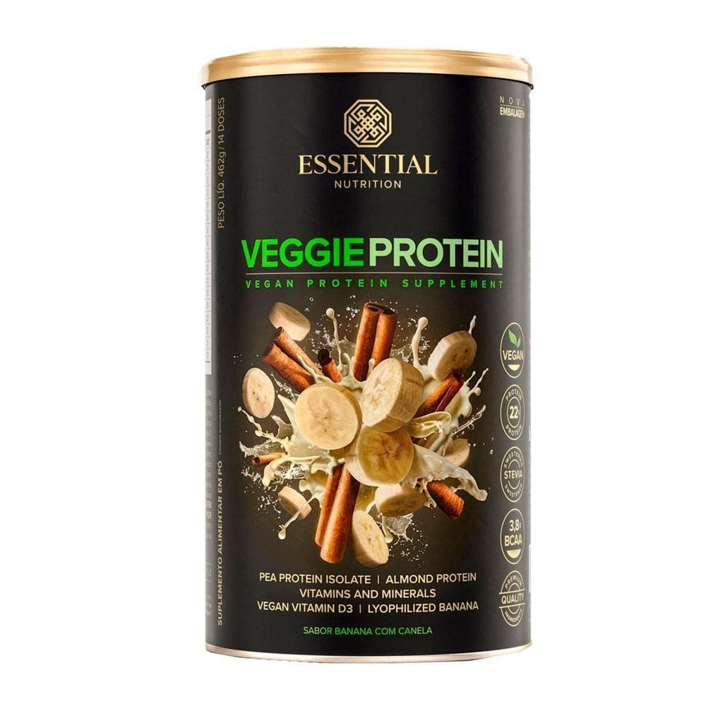 Proteína vegetal veggie protein banana com canela essential