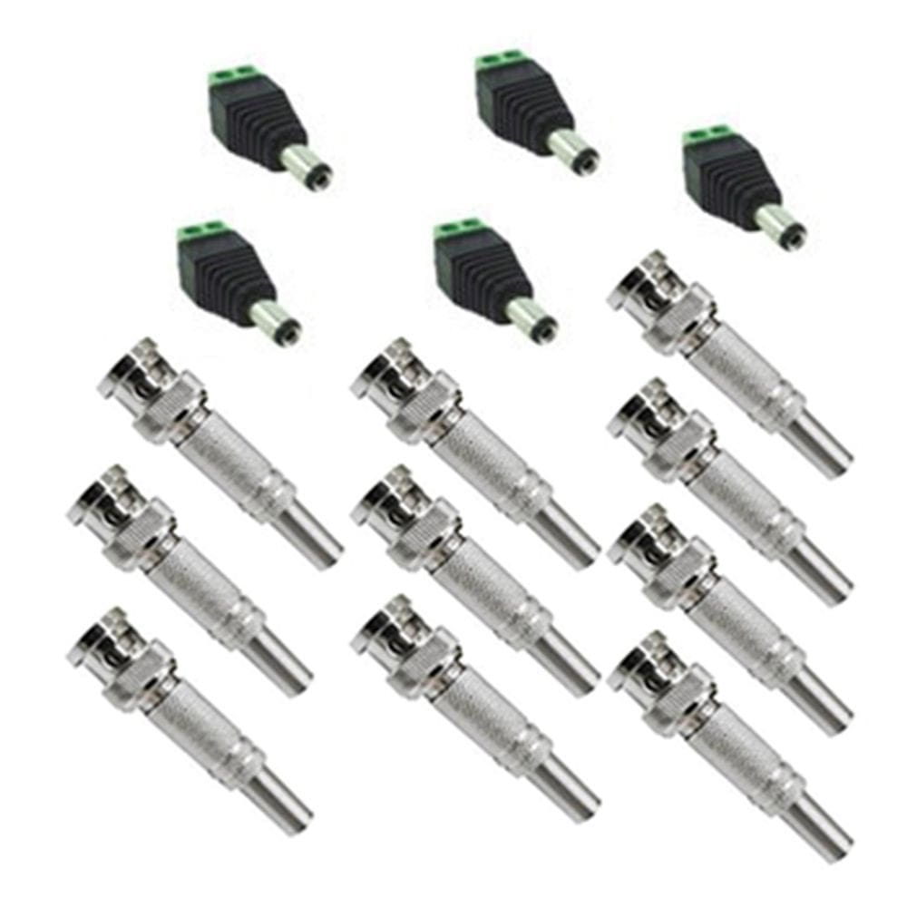 Kit 10 conector bnc e 5 p4 macho para câmera cctv instalação