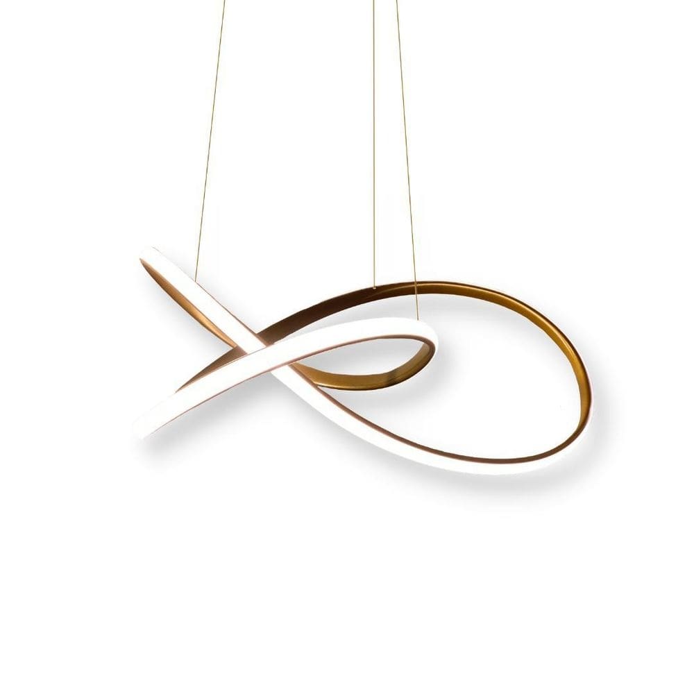 Lustre pendente de led luminária 45w dourado 50cm