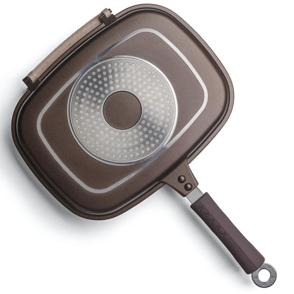 Panela grill frigideiras duplo indução ceramico 3,2l belga
