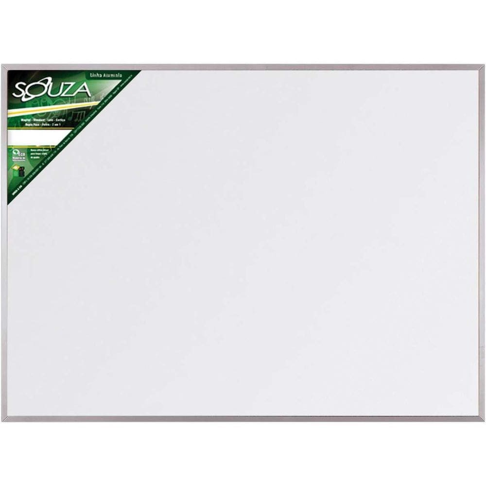 Quadro branco moldura alumínio 100x070cm popular