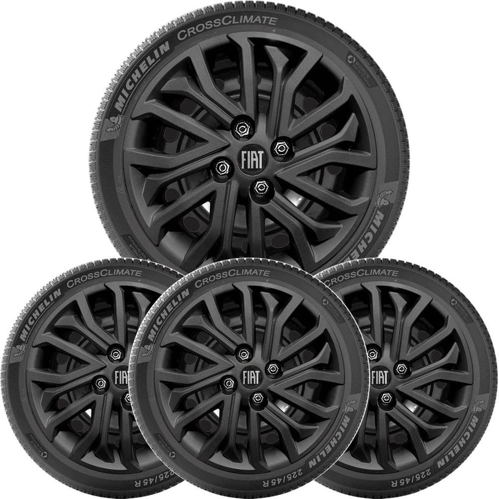 4x calota fiat mobi argo cronos aro 15 black piano 296cp