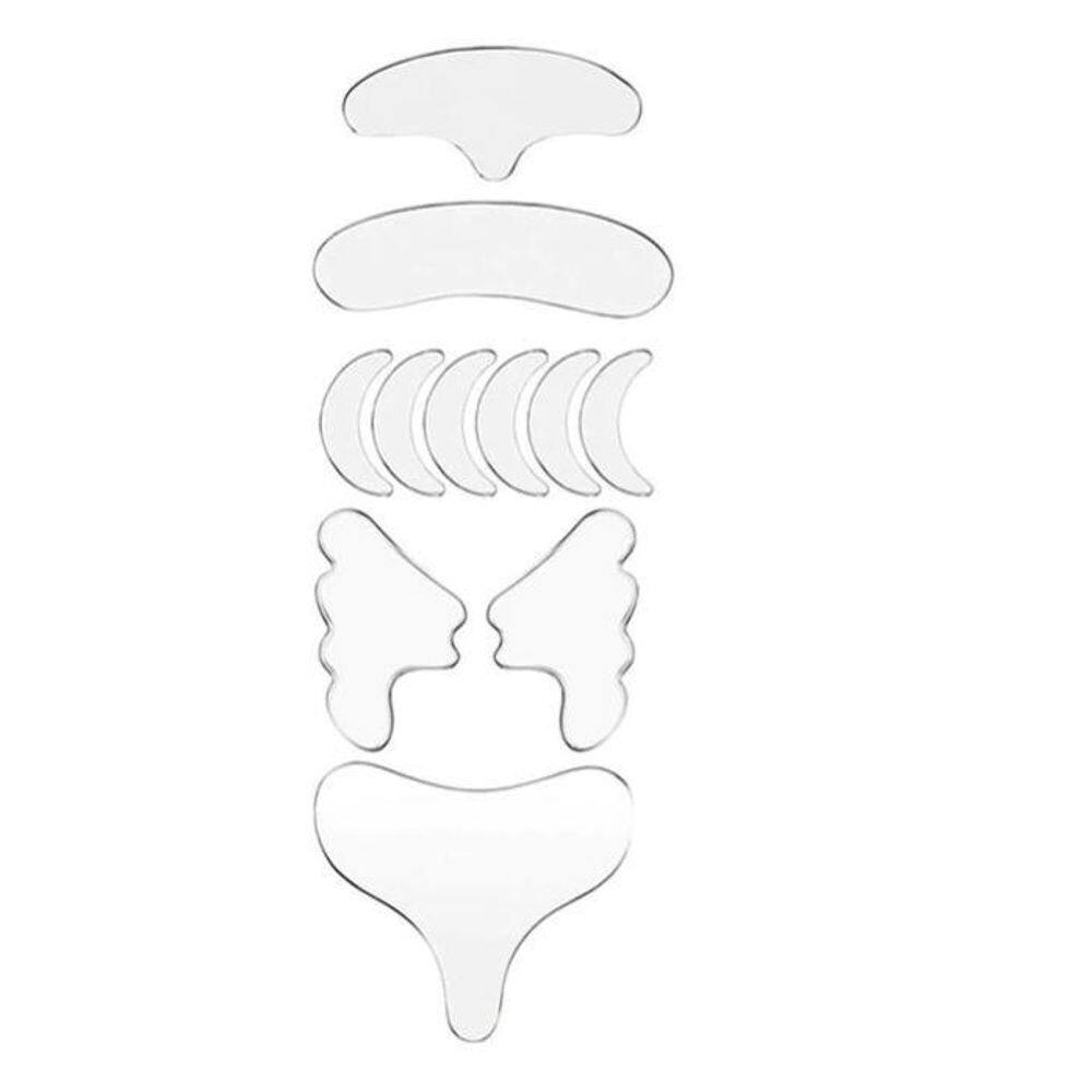 Adesivo silicone anti-rugas 8 pçs rosto testa busto pescoço