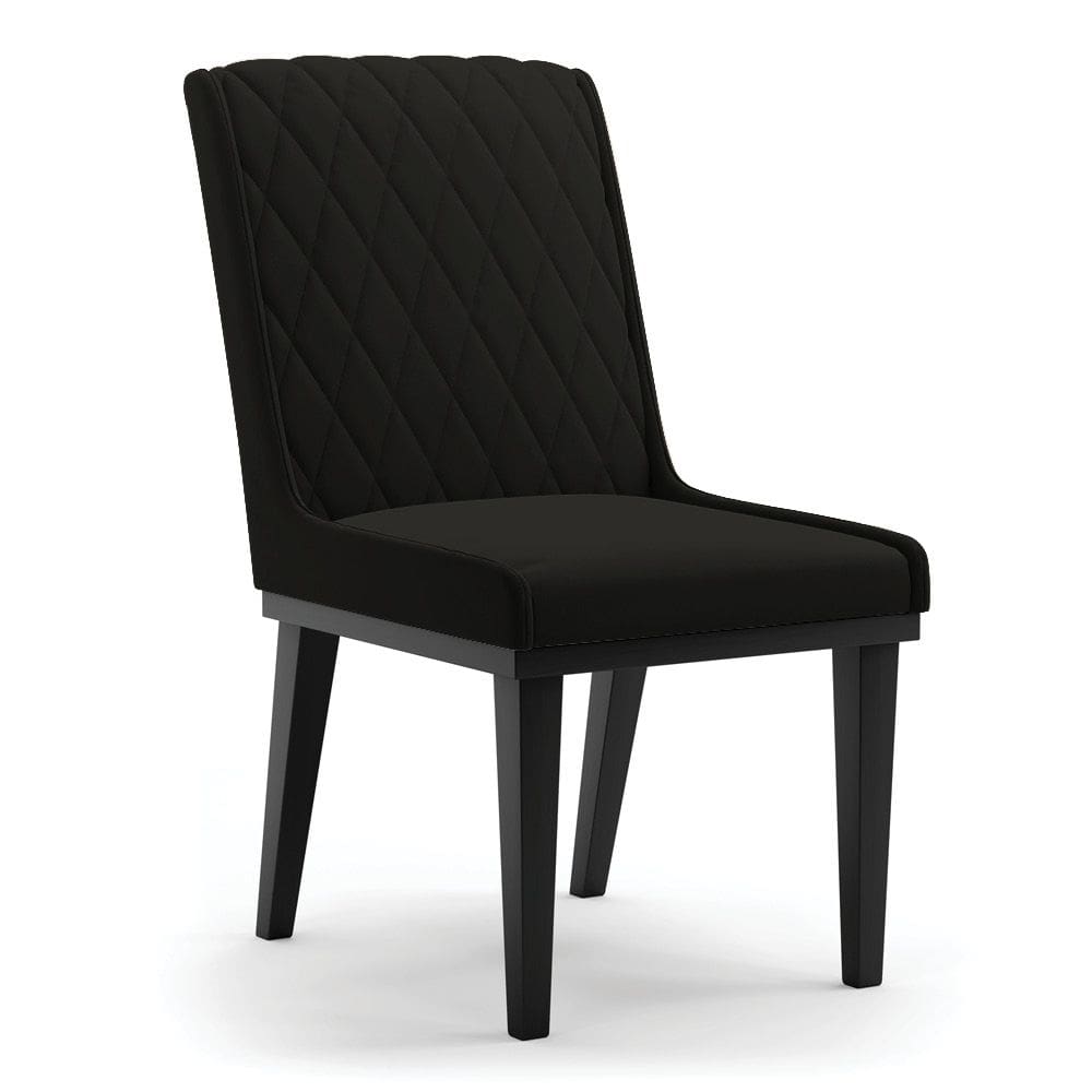 Cadeira Sala de Jantar Base Madeira Preto Sofia Suede Preto D03 - D`Rossi