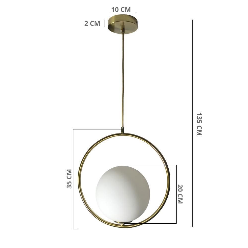 Lustre pendente bravalumi pérola daire globo e27 bivolt ouro