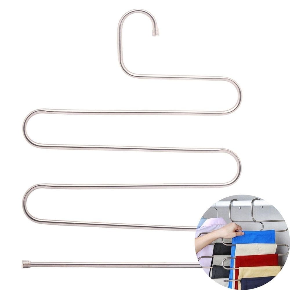 Cabide de inox multifuncional 5 divisórias para calças 36cm