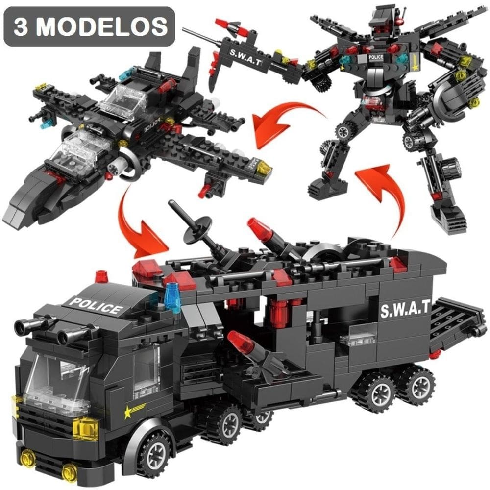 550 peças blocos montar polícia / swat, mega caminhão, mega