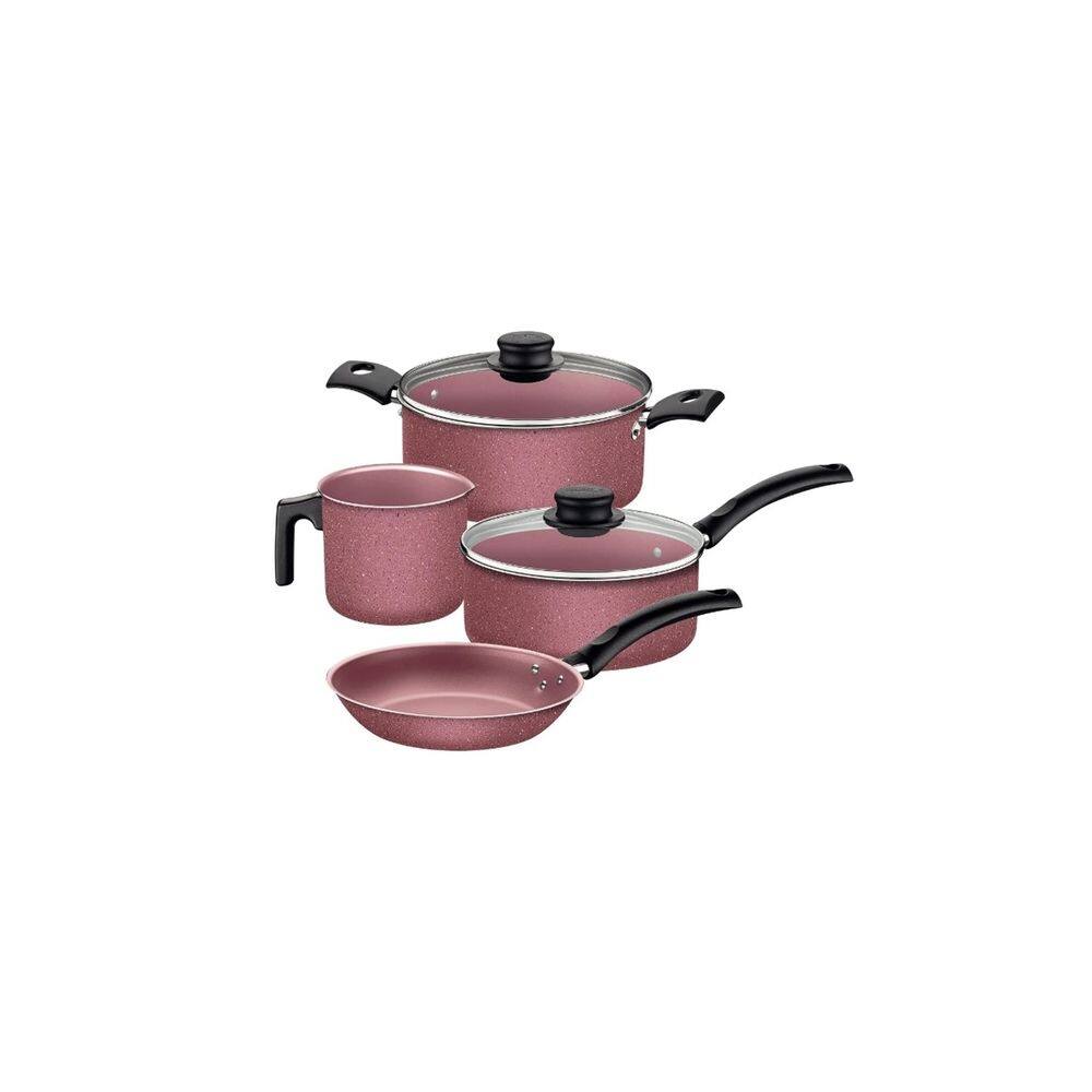 Jogo de Panelas Alumínio Antiaderente 4 Pc Rosa - Tramontina