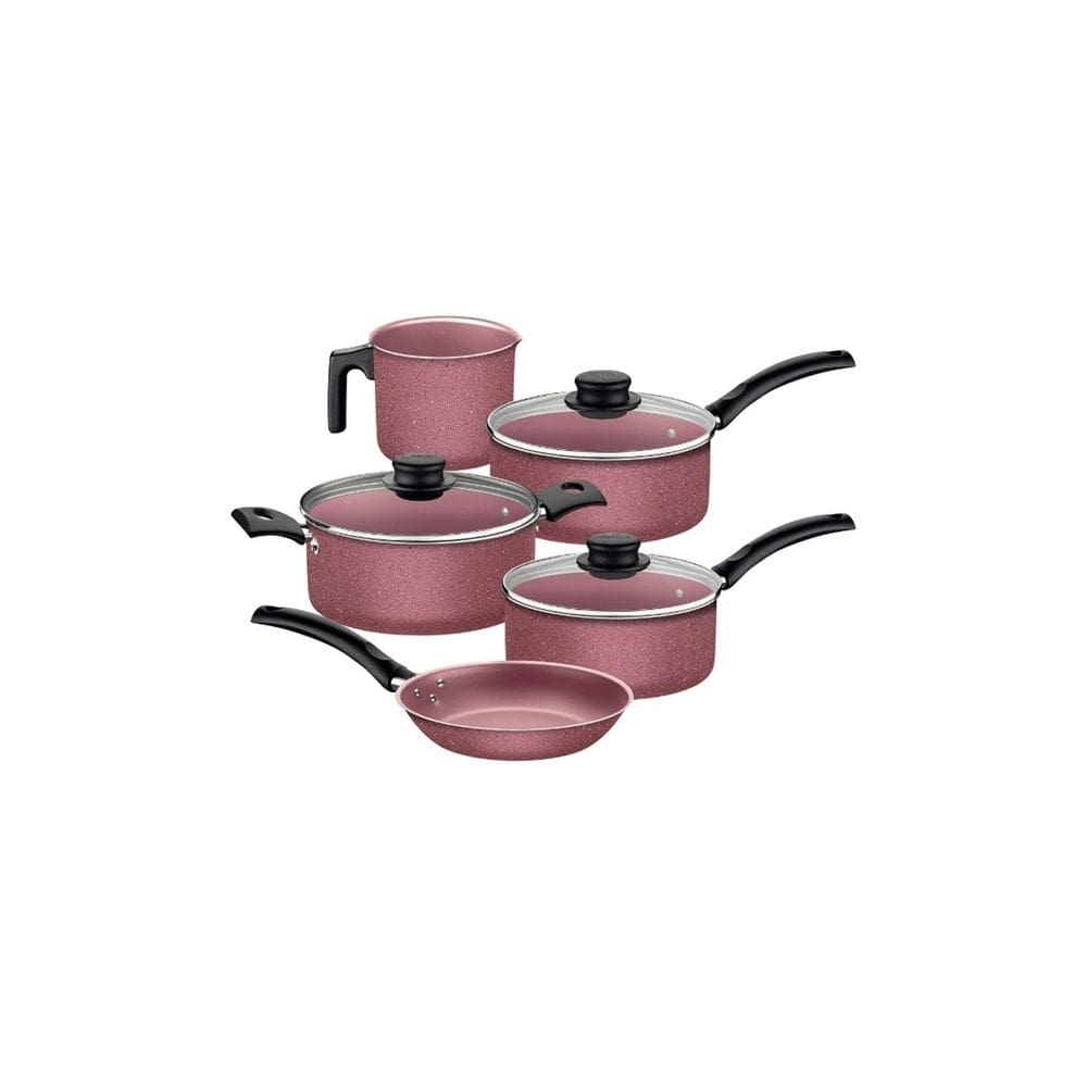 Jogo de Panelas Alumínio Antiaderente 5 Pc Rosa - Tramontina