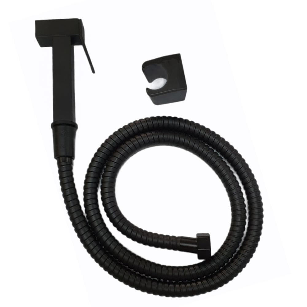 Ducha Higiênica Quadrada Flexível e Suporte Preto Fosco - F120PF