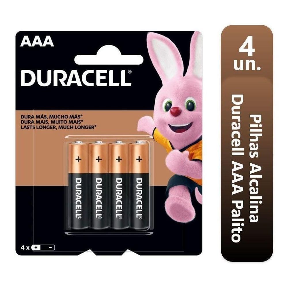 Pilha duracell alcalina aaa 4 unidade palito normal 3a 1,5v