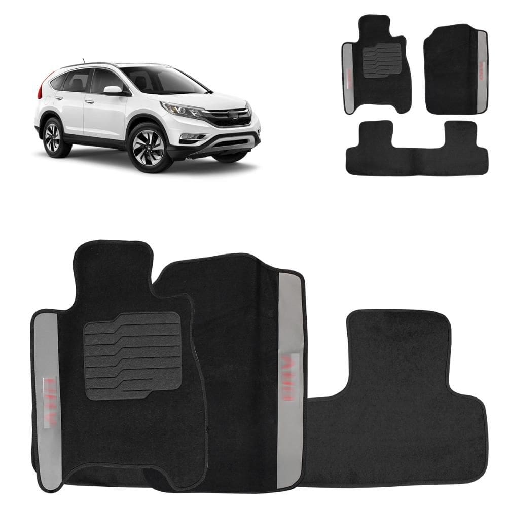 Jogo de Tapete Carpete CRV 2012 a 2018 Preto 3 Peças