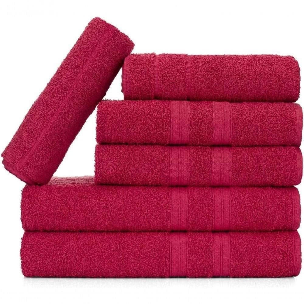 Jogo De Toalhas Gigante Itália Soft 2 Banhão + 2 Rosto + 2 Tapete Luxo 100% Algodão Cereja