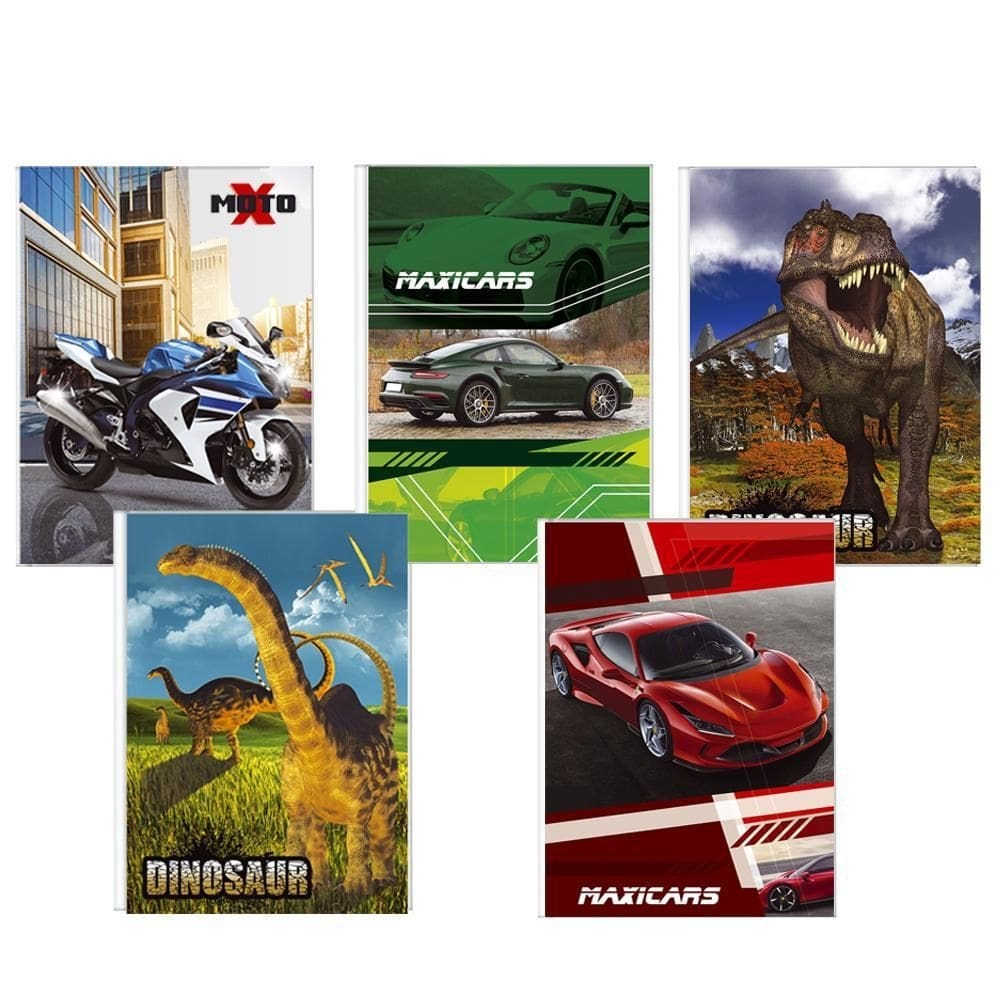 Kit 10 cadernos brochurão costurado capa dura meninos