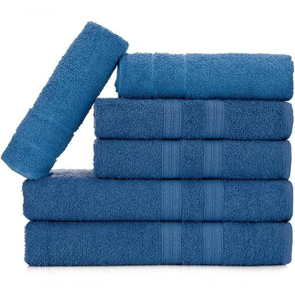 Jogo De Toalhas Gigante Itália Soft 2 Banhão + 2 Rosto + 2 Tapete Luxo 100% Algodão Azul