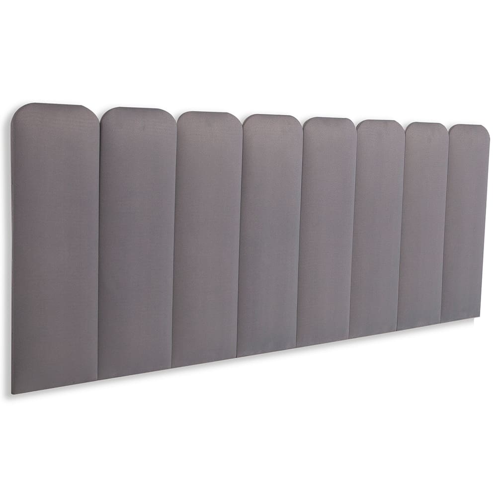 Cabeceira King Estofada Kit 10 Placas Arredondada - Suede Cinza