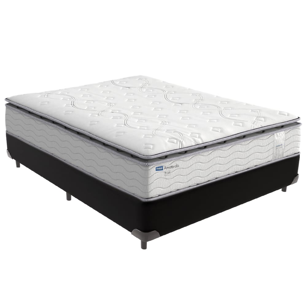 Cama Box Casal e Colchão Molas Ensacadas Amsterdã Preto