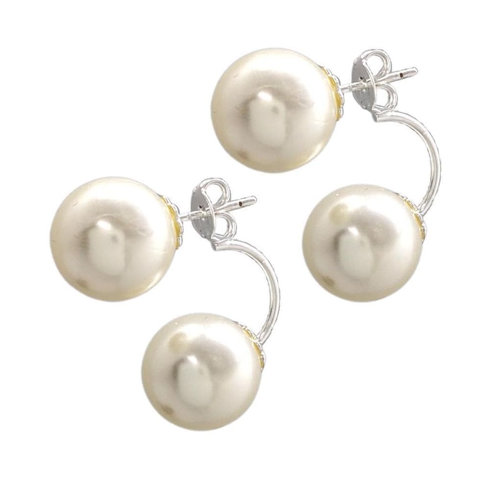 Brinco folheado a prata grace kelly pérolas 11,5mm semijoias