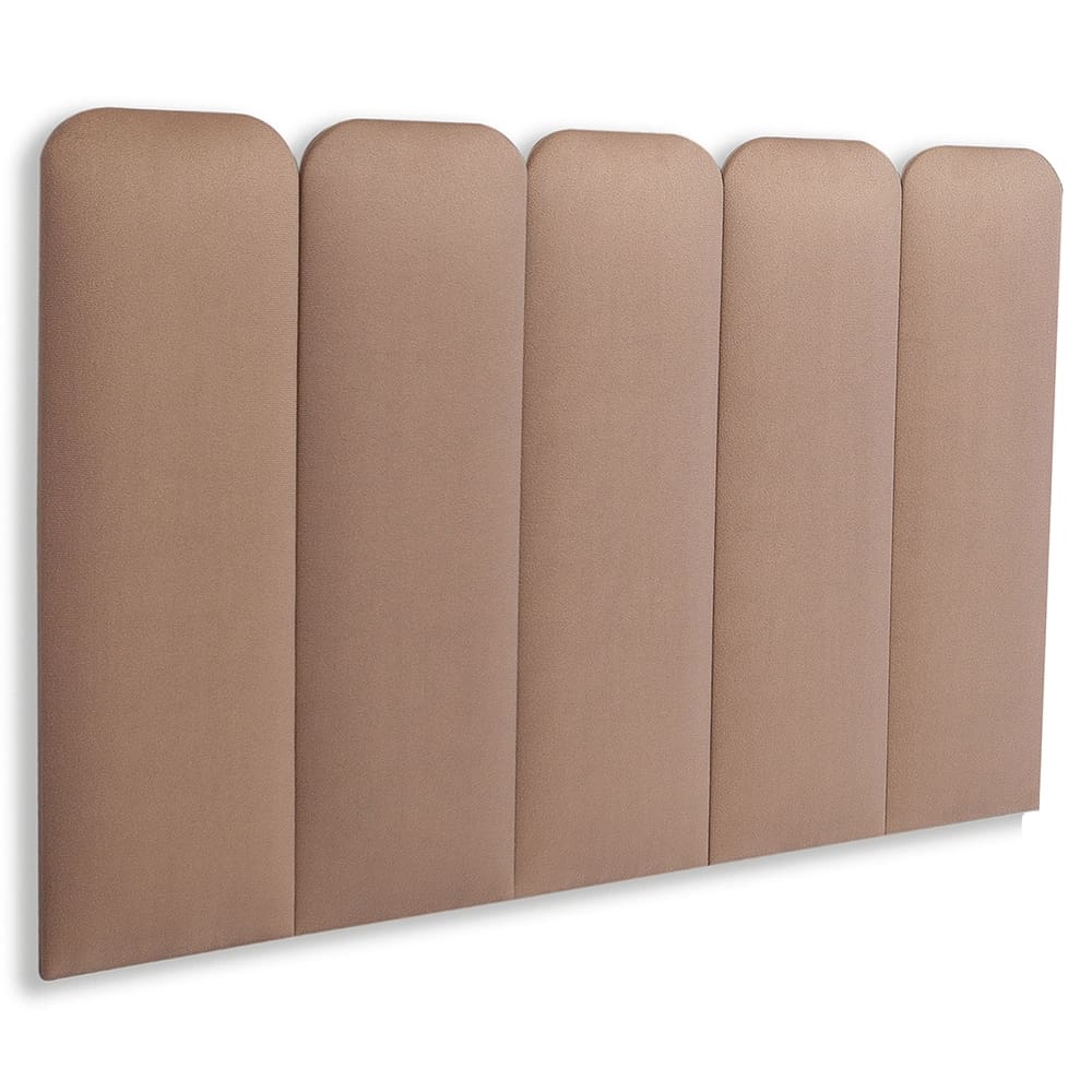 Cabeceira Solteiro Estofada Kit 5 Placas Arredondada - Suede Bege