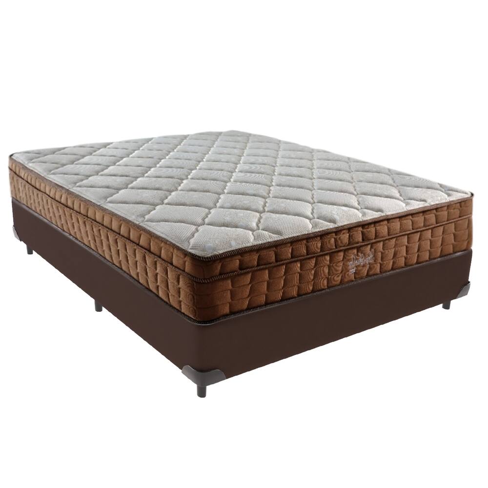 Cama Box Casal e Colchão Anjos Star Molas Ensacadas Marrom