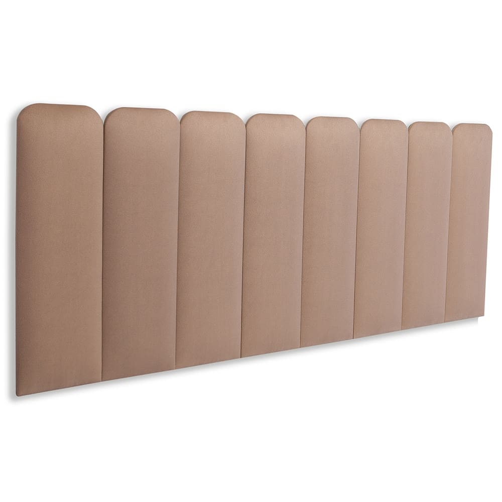 Cabeceira King Estofada Kit 10 Placas Arredondada - Suede Bege