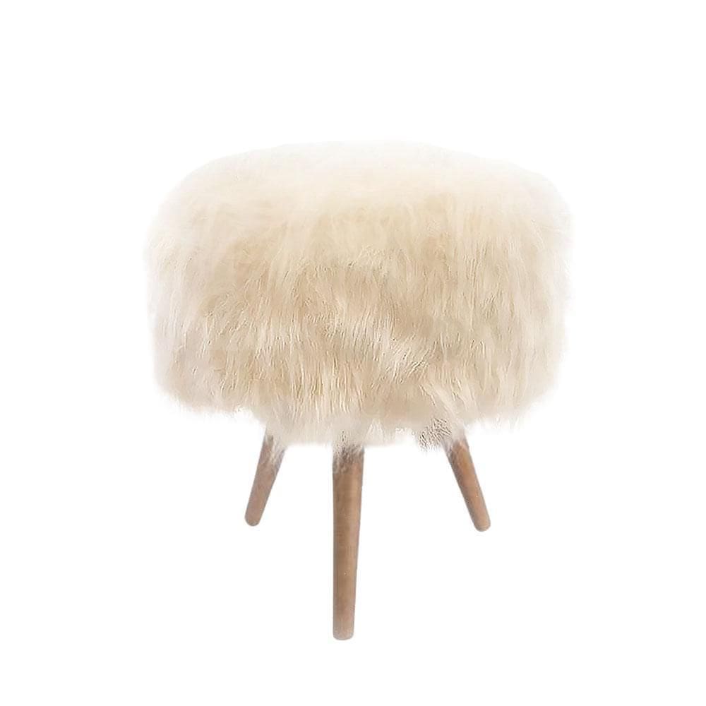 Puff para bancada de make pelúcia bege nude off white luxo