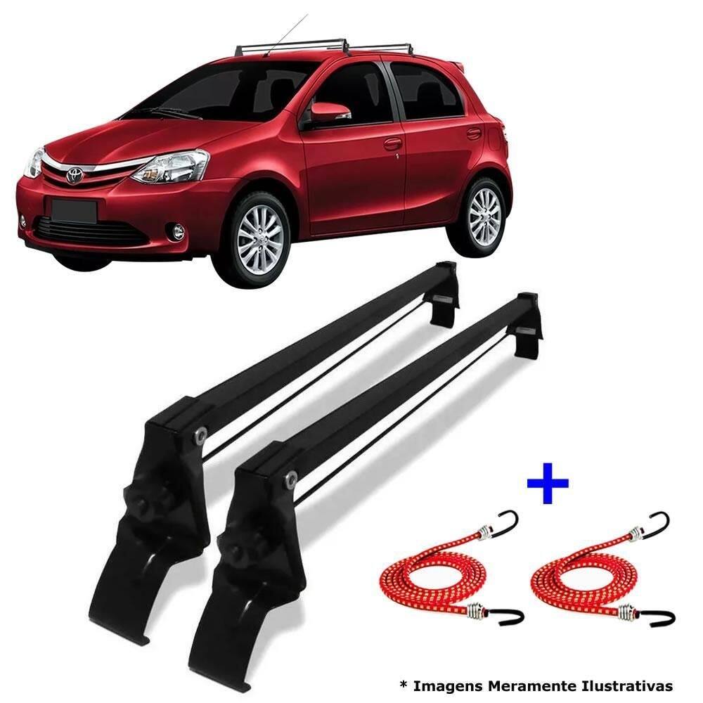 Rack teto toyota etios hatch 13 ate 2019 + 2 elástico carga