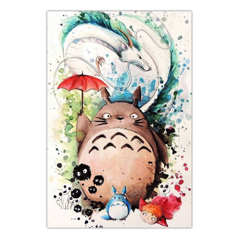 Quadro A4 em MDF Totoro Aquarela Studio Ghibli 001 - Placa