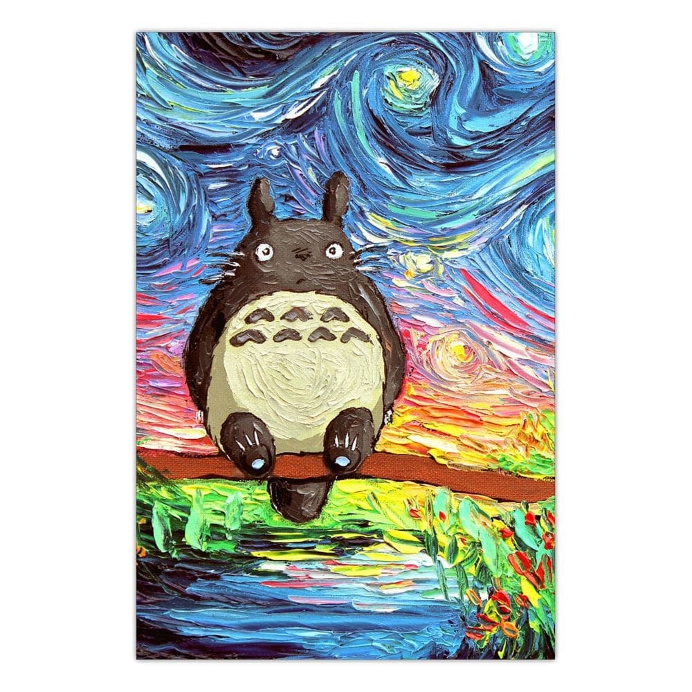 Quadro A4 em MDF Totoro Pintura Studio Ghibli 001 - Placa