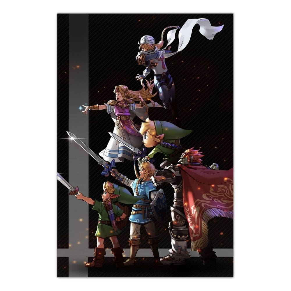 Quadro A4 em MDF Link Zelda Geraçoes - Placa