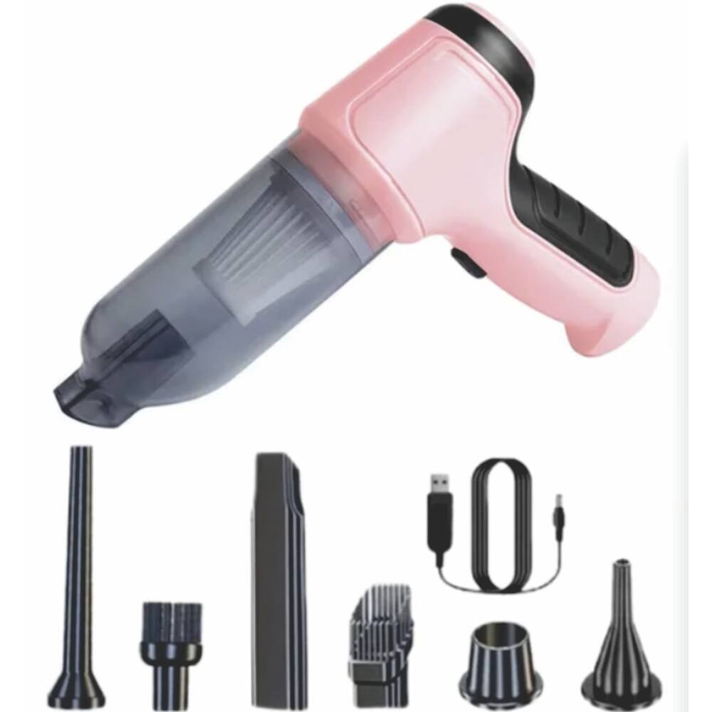 Aspirador De Pó Rosa Sem Fio Portátil Forte Sucção Limpeza
