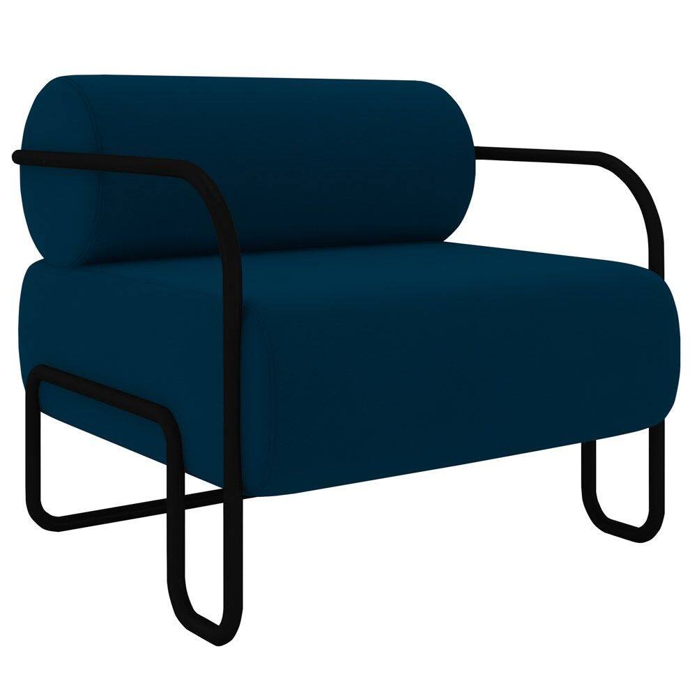 Poltrona Decorativa para Sala Industrial Kira K04 Veludo Azul - Mpozenato