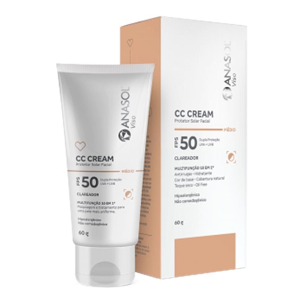 Anasol Cc Cream Facial Clareador Medio Fps50 60g