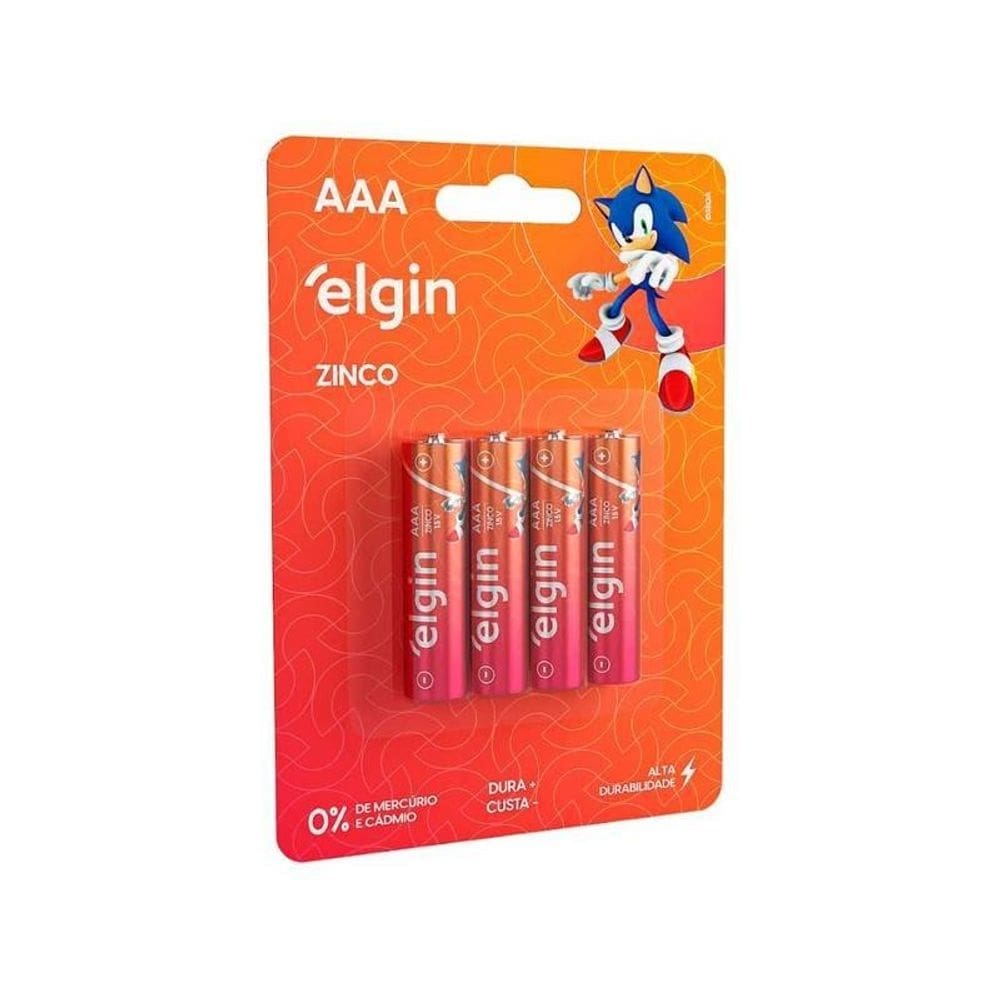 Pilha Zinco Aaa4 Elgin R03 Cartela Com 04 Unidades - Pç / 4 [F108]