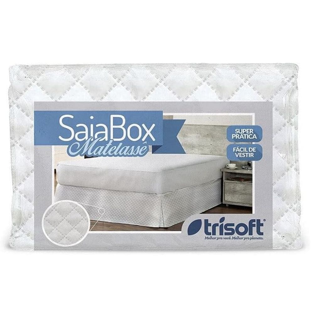 Saia para Cama Box Matelassê Solteiro 88cm x 1,88m x 35cm - Trisoft