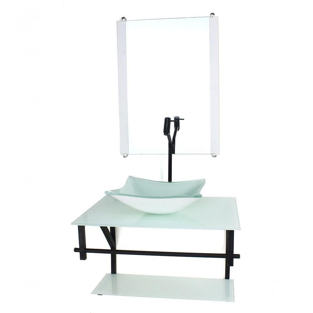 Gabinete De Vidro Para Banheiro 60cm Cuba Quadrada Branco