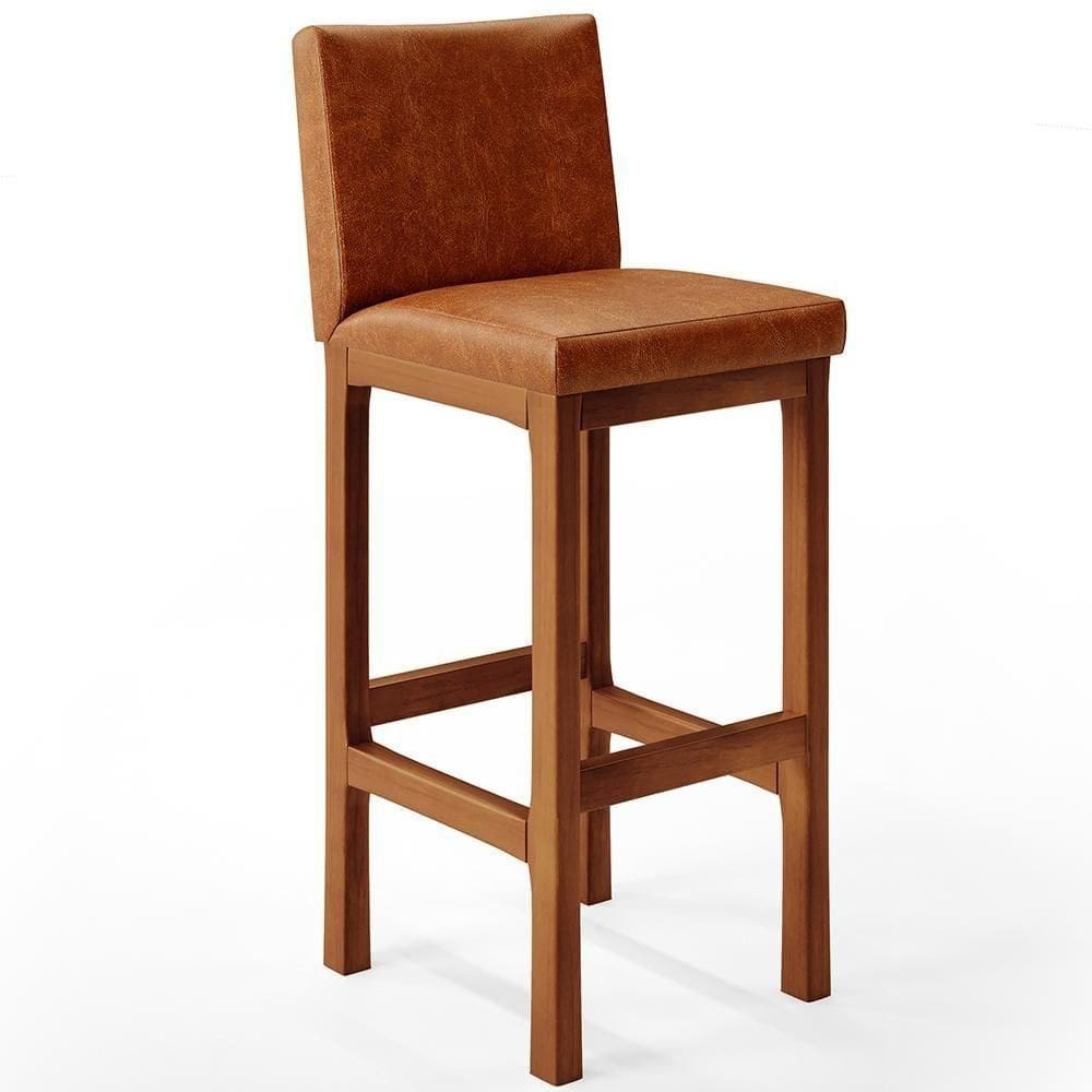 Banqueta Alta Para Cozinha Sala De Jantar Alya L02 Camel