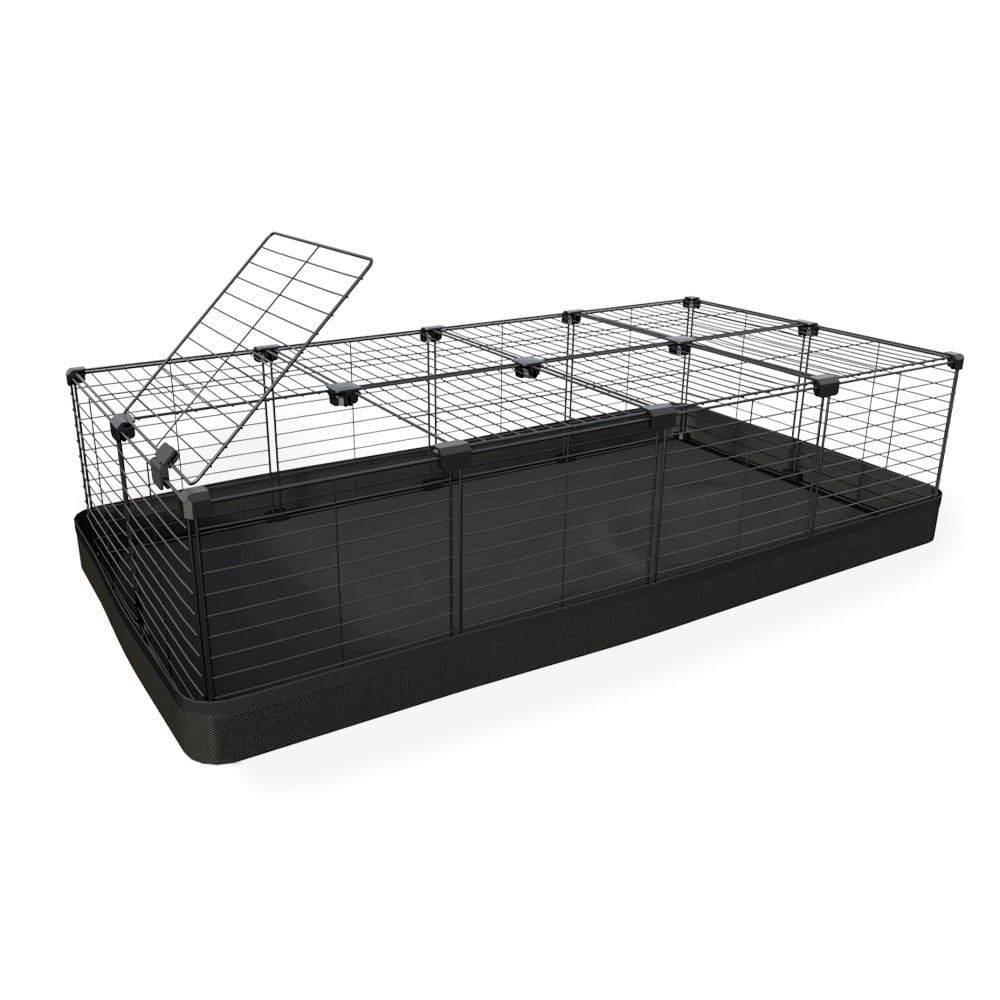 Cercado 60X120x30 Cm Preto Com Teto Tela 2,5X15cm Bandeja Nylon Azul